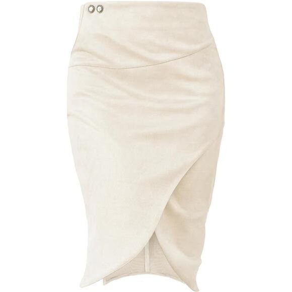 Pencil Skirt with Slit Tummy Control High Waist Apricot - Picture 1 of 6